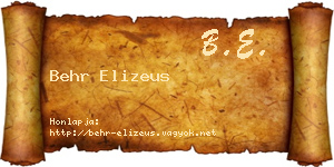 Behr Elizeus névjegykártya